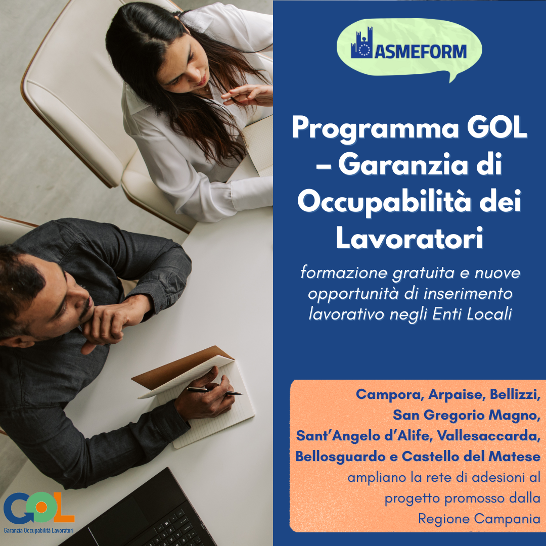 Formazione e stage presso i comuni della Campania - Programma GOL